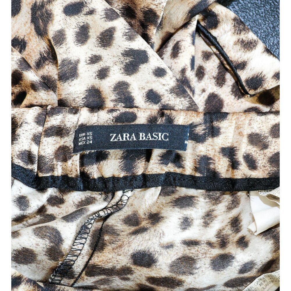 Zara Satin Leopard Print Wide Leg Pants Size XS - Picture 5 of 5